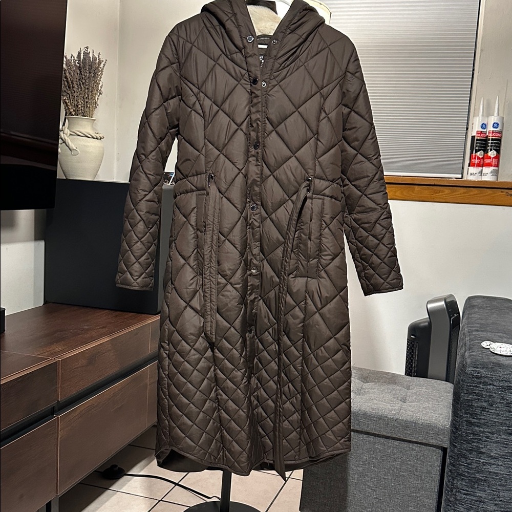 Kenneth Cole New York Brown Quilted Puffer Coat